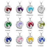 Moon Heart Mother Daughter Necklace 925 Sterling Silver Birthstone Women Jewelry Gifts J Atpx0017
